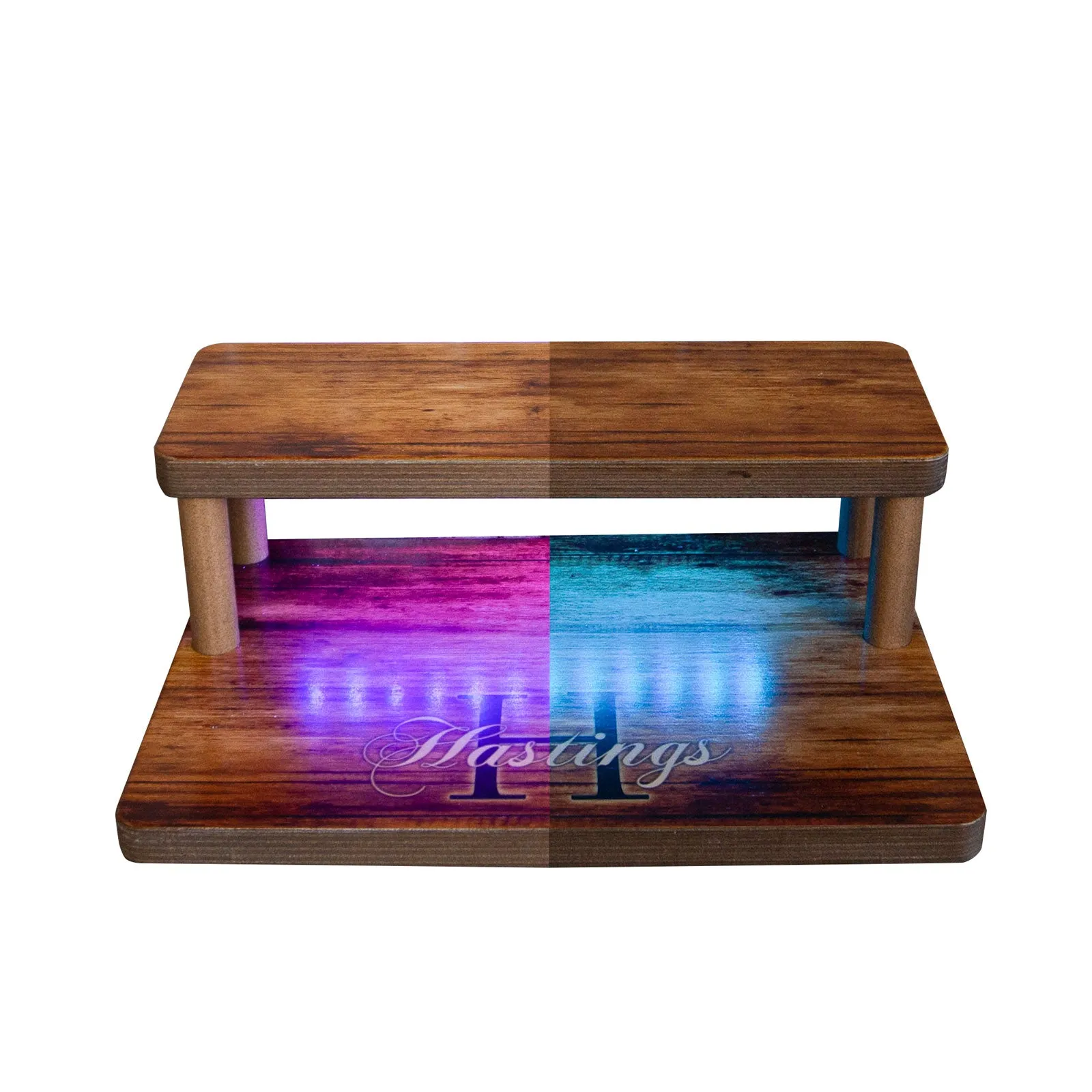Customizable Monogram LED Counter Caddies™ - 12" Stained Straight Shelf