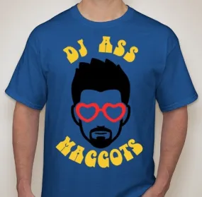 DJ Ass Maggots Round Logo Yellow Text Red Glasses T-shirt | Blasted Rat