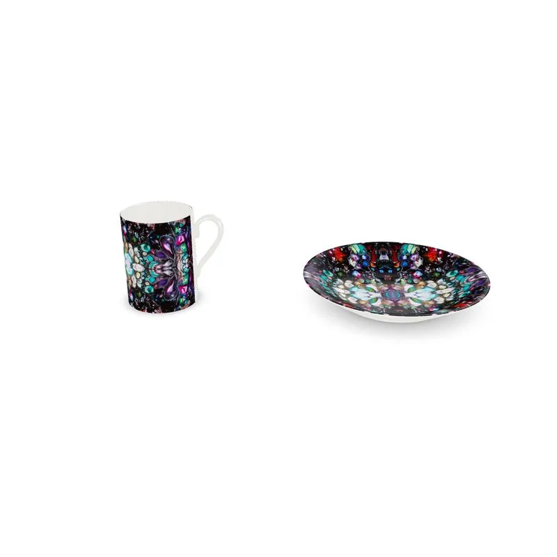 Espresso Cup and Saucer. Stained Glass Inspired