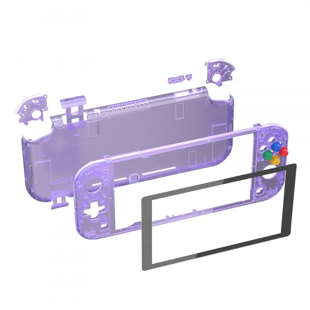 eXtremeRate Clear Atomic Purple DIY Replacement Shell for NS Switch Lite, NSL Handheld Controller Housing w/ Screen Protector, Custom Case Cover for NS Switch Lite - DLM505