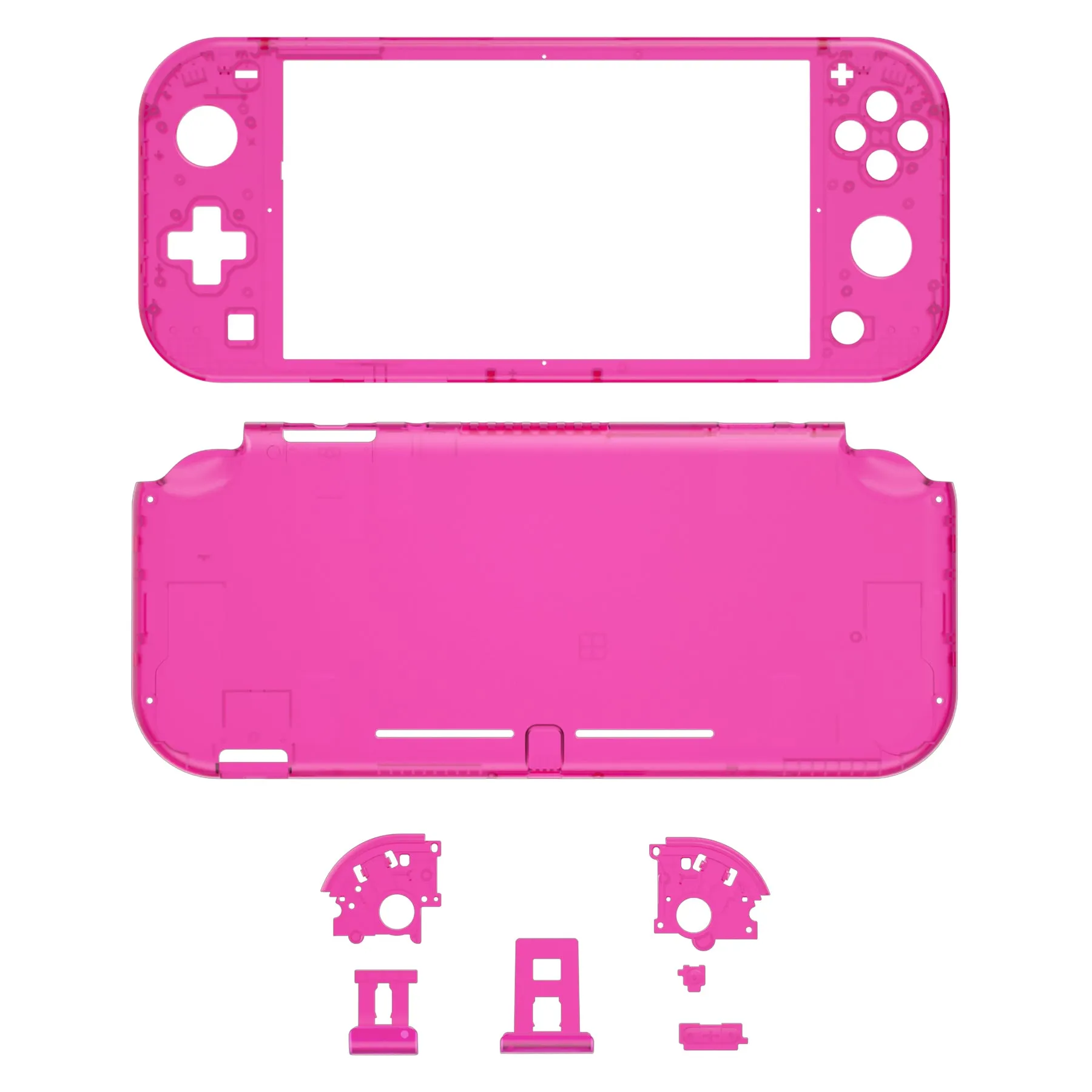 eXtremeRate Clear Candy Pink DIY Replacement Shell for NS Switch Lite, NSL Handheld Controller Housing with Screen Protector, Custom Case Cover for NS Switch Lite - DLM511