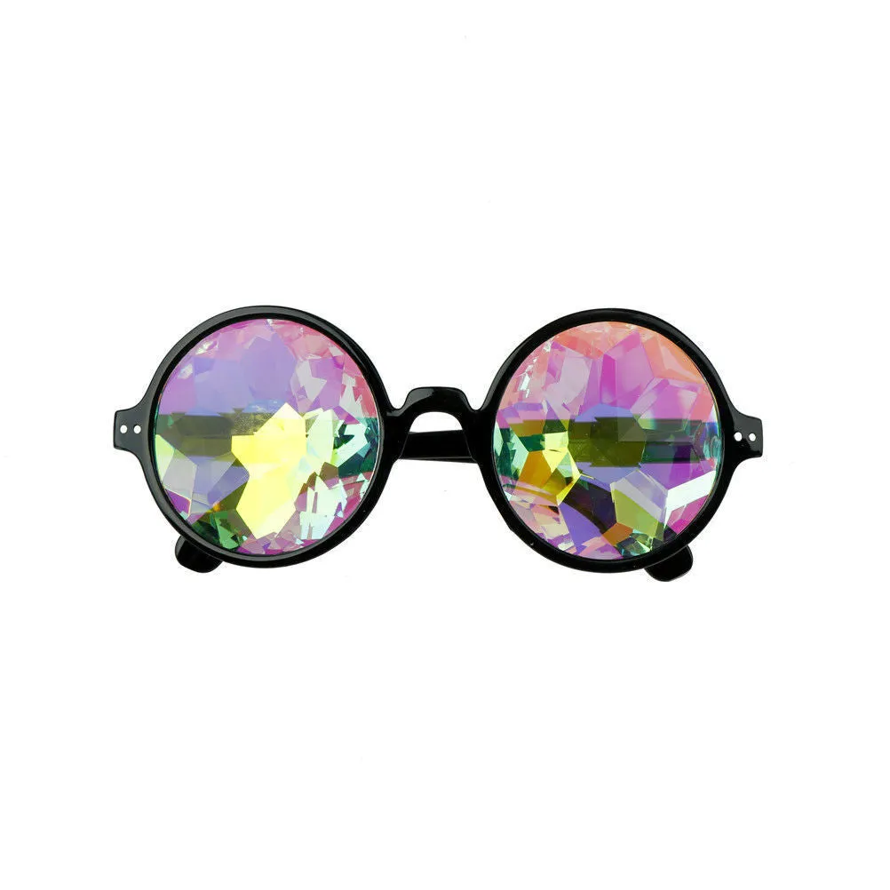 Festival Party Rave Kaleidoscope Rainbow Round Glasses Diffraction Crystal Lens