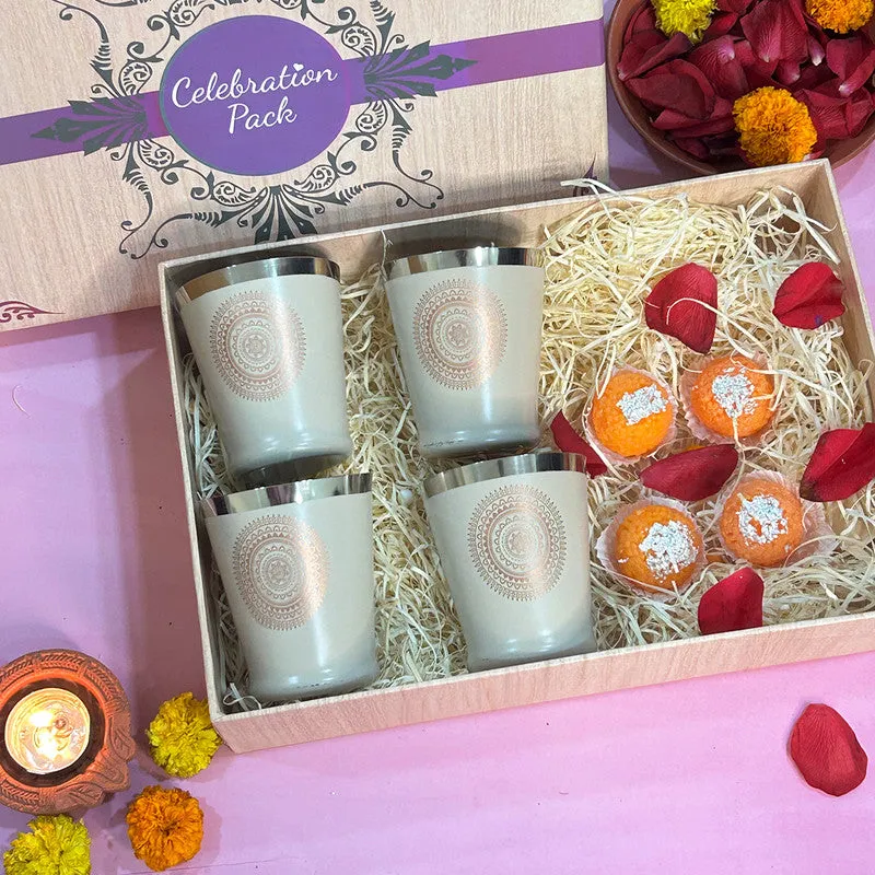 Festive Gift Box Glass set | Bucket Design | Coffee | Set of 4