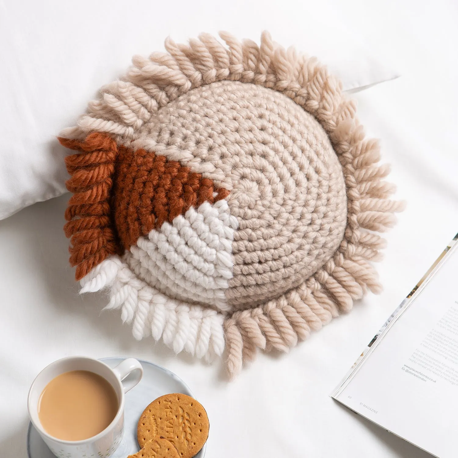 Fringed Round Cushion Cover Crochet Kit