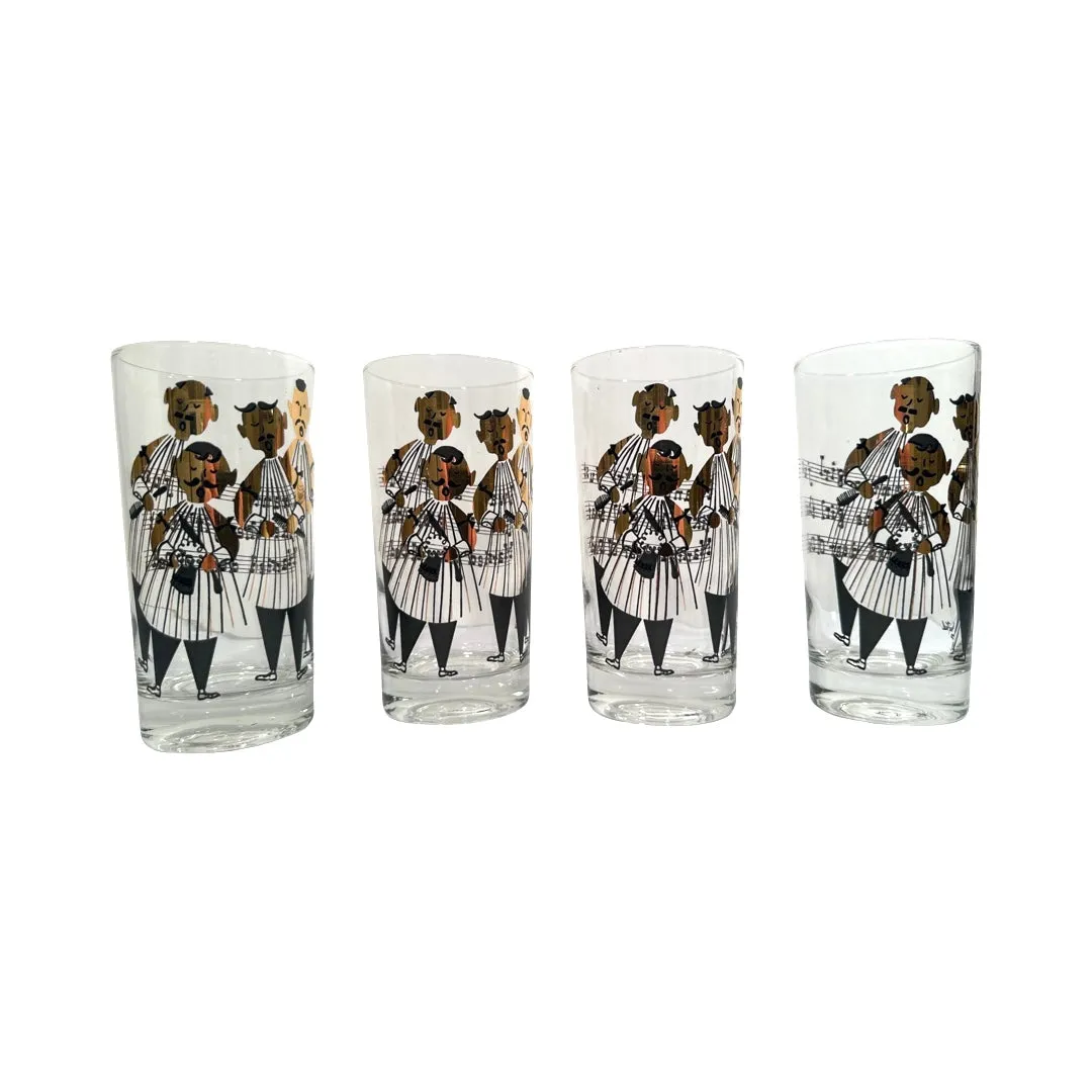 Gay Fad Signed Mid-Century Barbershop Quartet Glasses (Set of 4)