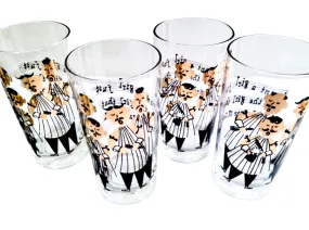 Gay Fad Signed Mid-Century Barbershop Quartet Glasses (Set of 4)