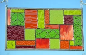 Geometric Stained Glass Window Design Boho Style Stained Glass Panel.  "Go Boho!"
