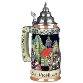German Oktoberfest Relief Stein .75L