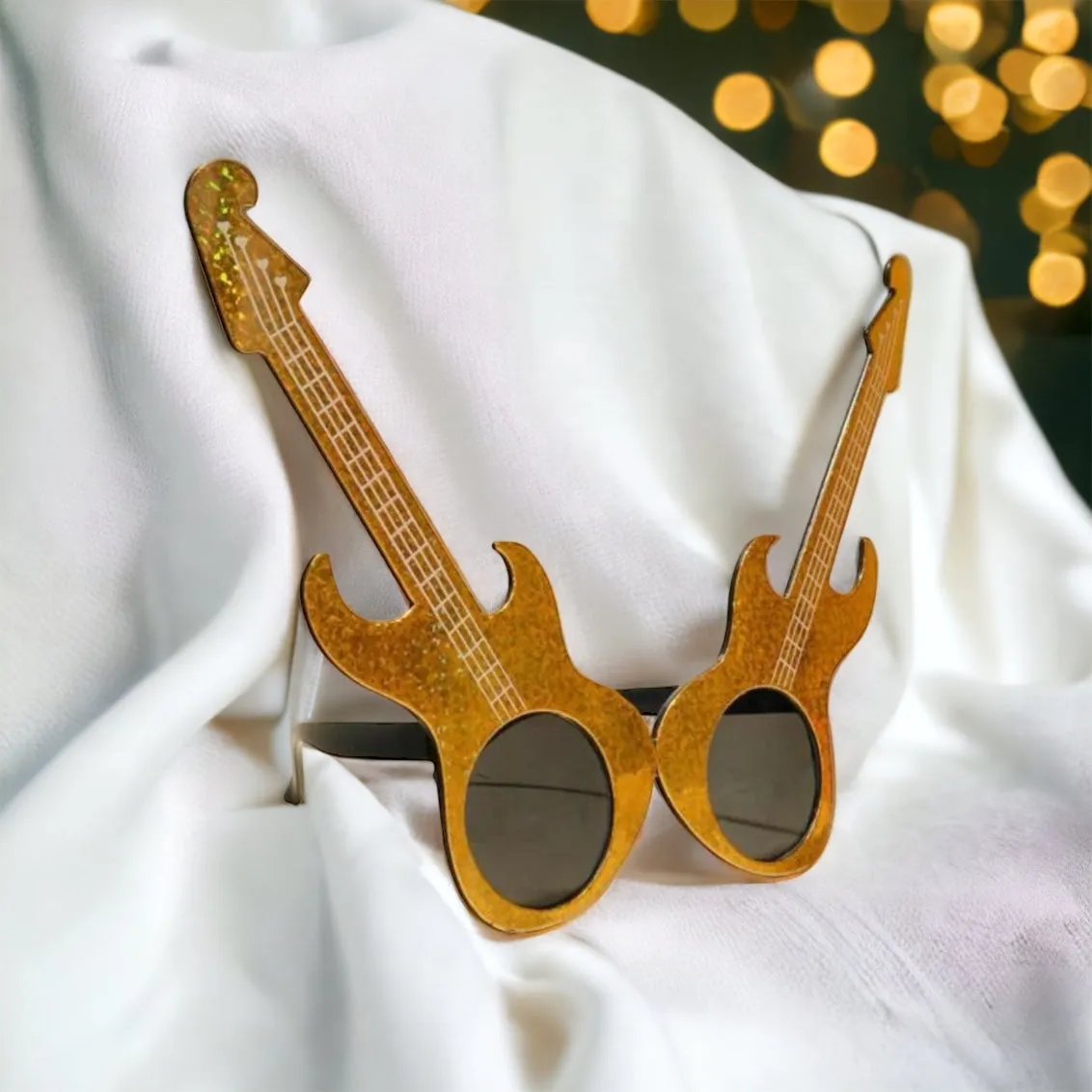 Gold Guitar Sunglasses - Rock n Roll, Guitar Accessories, Electric Guitar, Fest Attire