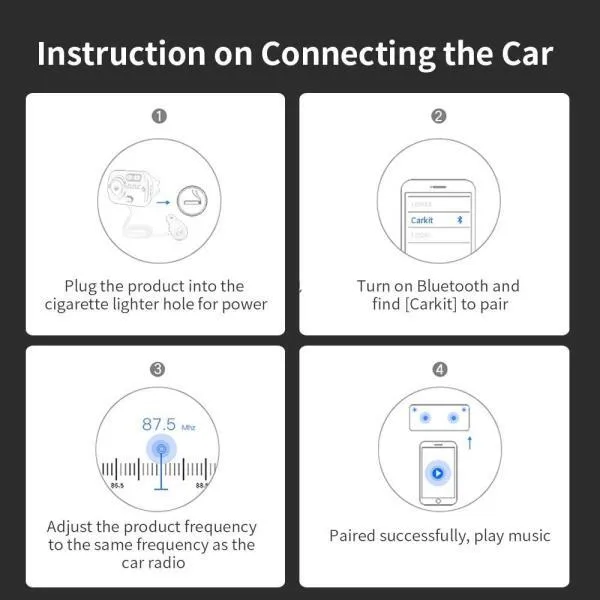 Hands-free Bluetooth Fm Transmitter Wireless Radio Adapter Car