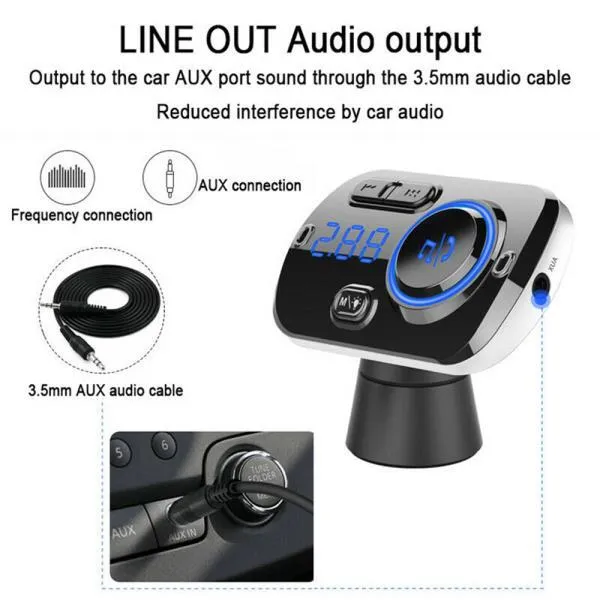 Hands-free Bluetooth Fm Transmitter Wireless Radio Adapter Car
