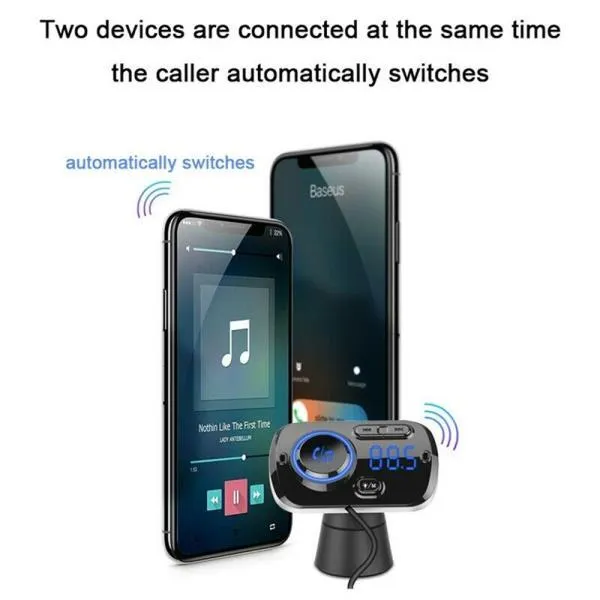 Hands-free Bluetooth Fm Transmitter Wireless Radio Adapter Car