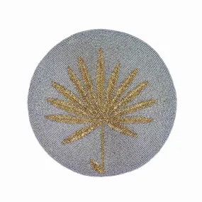 I Be-Leaf Beaded Placemat in Grey & Gold, Set of 2
