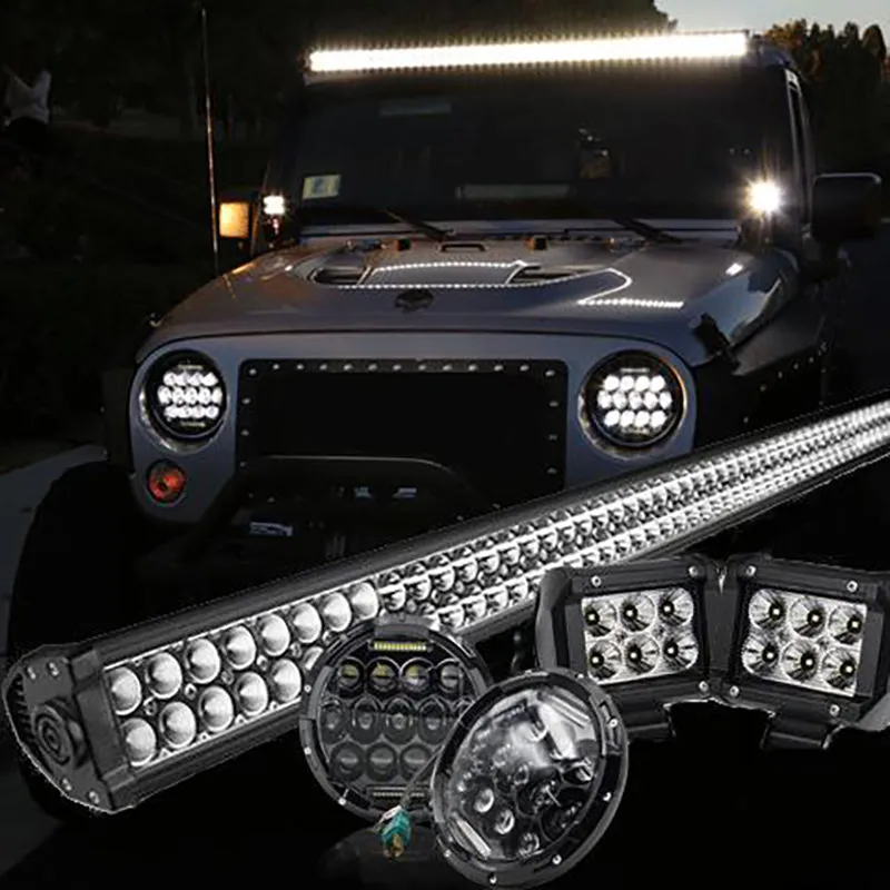 Jeep JK - All in Package 52'' Light Bar & LED CREE Headlights & 2 Pods and All Bracket