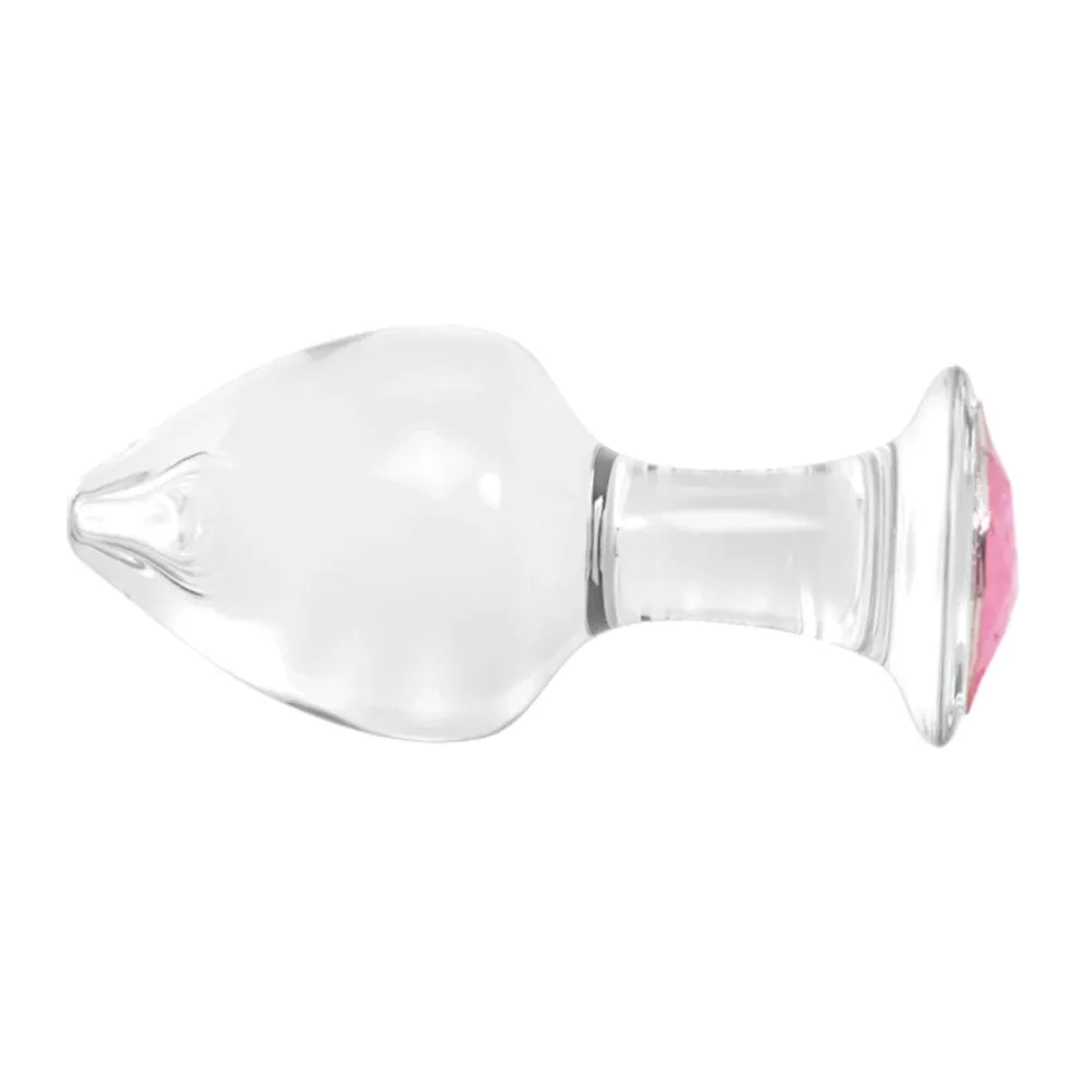 Jeweled Rose Pink Glass Plug Set (3 Piece)