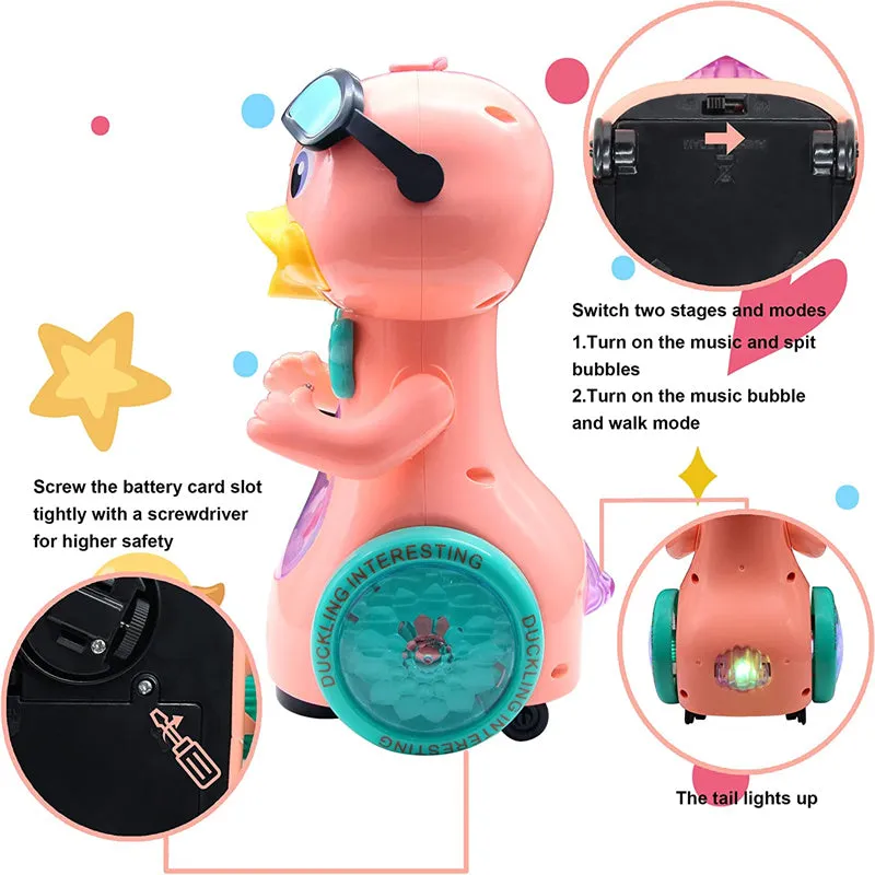 Kids Electric Cartoon Duck Bubble Maker Machine Toy
