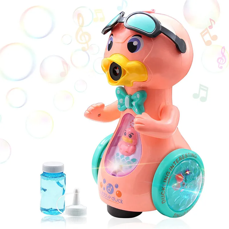 Kids Electric Cartoon Duck Bubble Maker Machine Toy