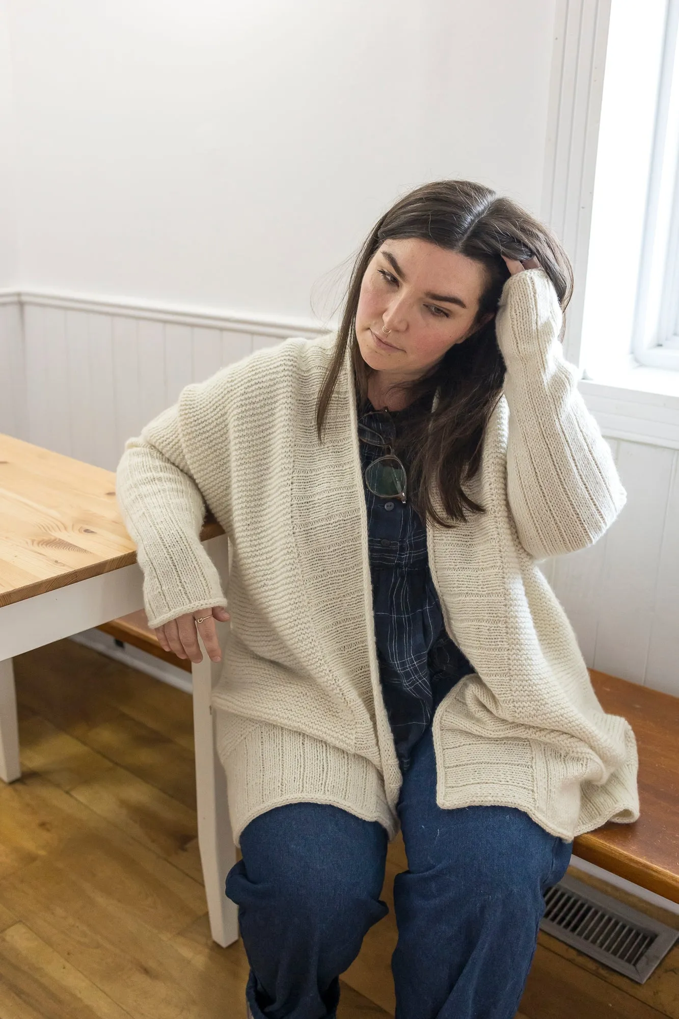 Kit de tricot - Cardigan Clair de lune en Mérinor Worsted par Paule Trudel Bellemare