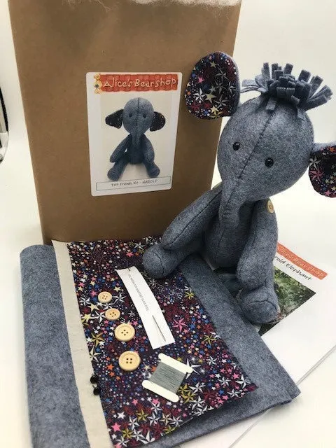 KIT - Harold Elephant - Button Jointed Felt Kit - See Colour Options