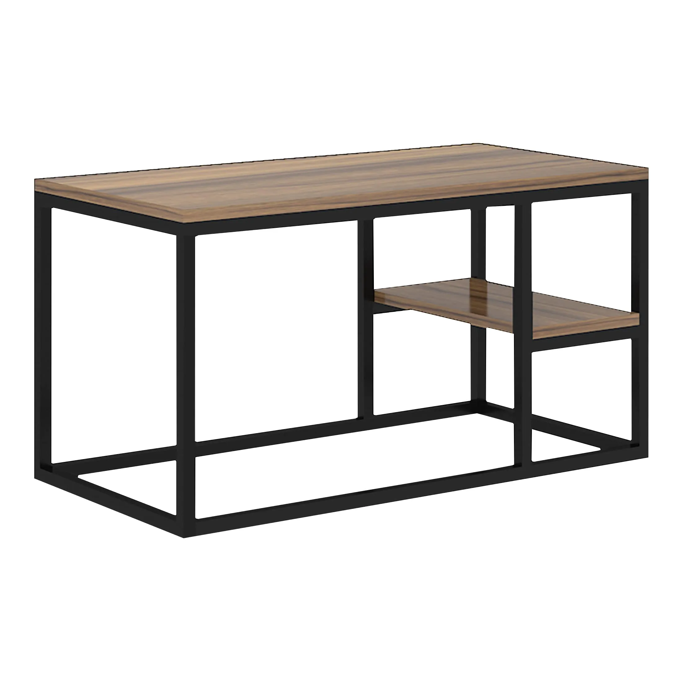 Klaxon Center Table for Living Room/Coffee Table for Living Room with Steel Legs/Outdoor Coffee Table for Balcony/Tea Table-Teapoy Table/Center Table for Office/Hall - Isla (Walnut & Black)