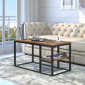 Klaxon Center Table for Living Room/Coffee Table for Living Room with Steel Legs/Outdoor Coffee Table for Balcony/Tea Table-Teapoy Table/Center Table for Office/Hall - Isla (Walnut & Black)