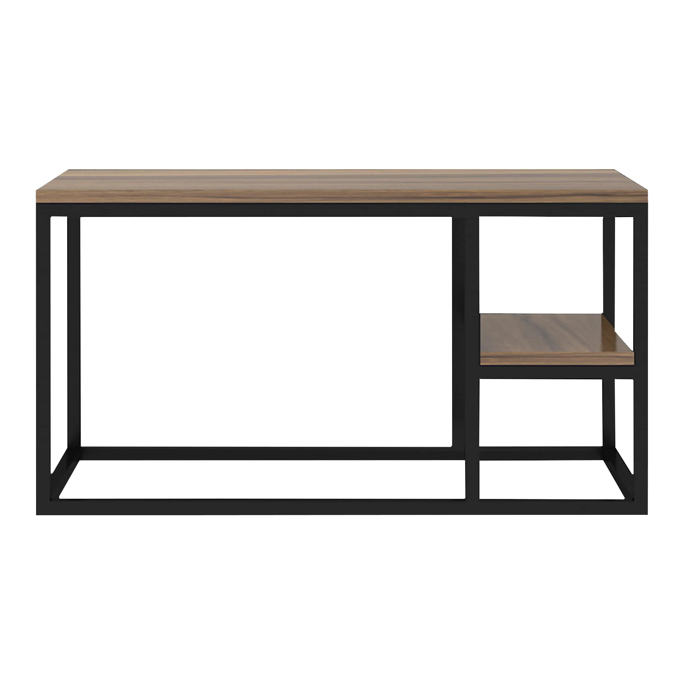 Klaxon Center Table for Living Room/Coffee Table for Living Room with Steel Legs/Outdoor Coffee Table for Balcony/Tea Table-Teapoy Table/Center Table for Office/Hall - Isla (Walnut & Black)