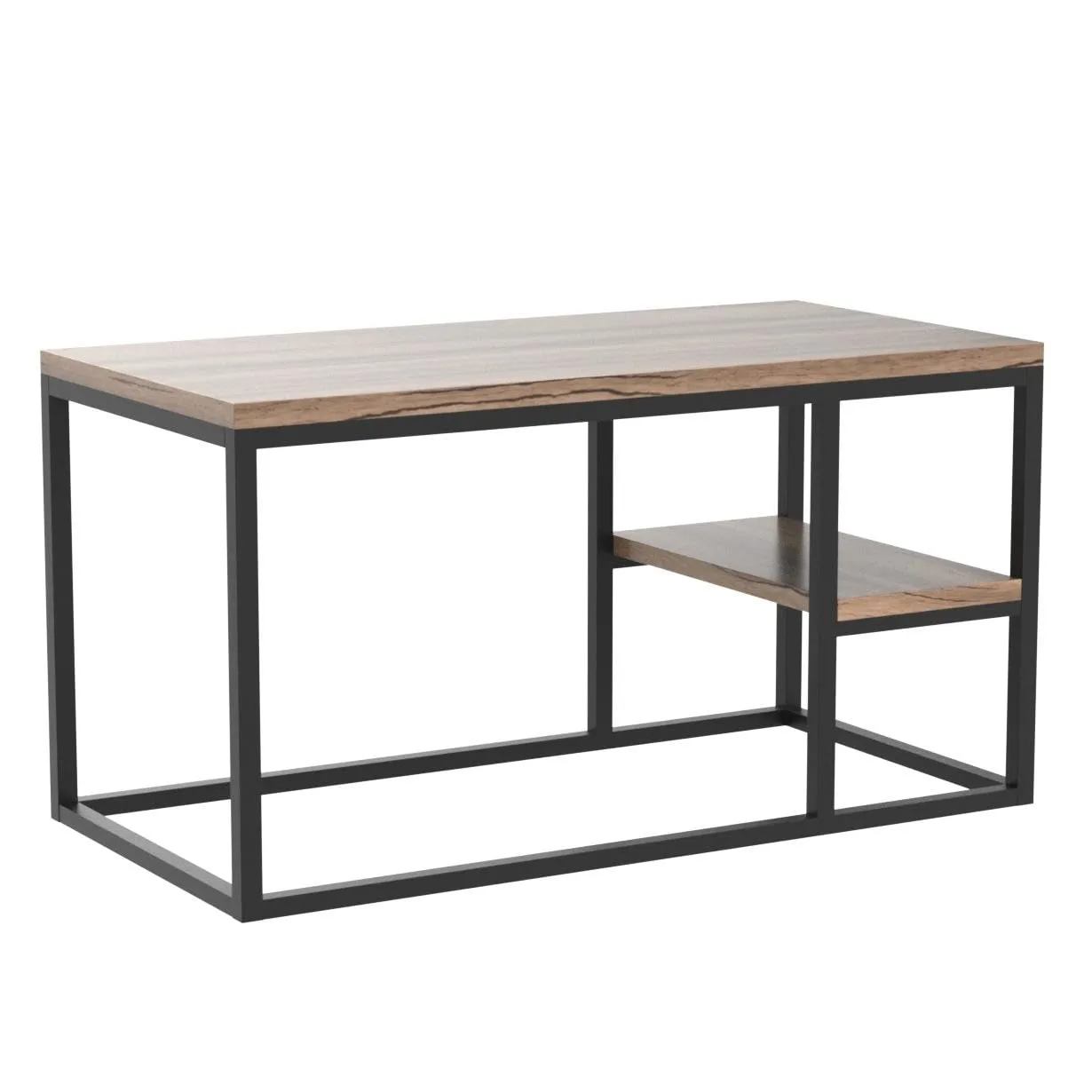 Klaxon Center Table for Living Room/Coffee Table for Living Room with Steel Legs/Outdoor Coffee Table for Balcony/Tea Table-Teapoy Table/Center Table for Office/Hall - Isla (Walnut & Black)