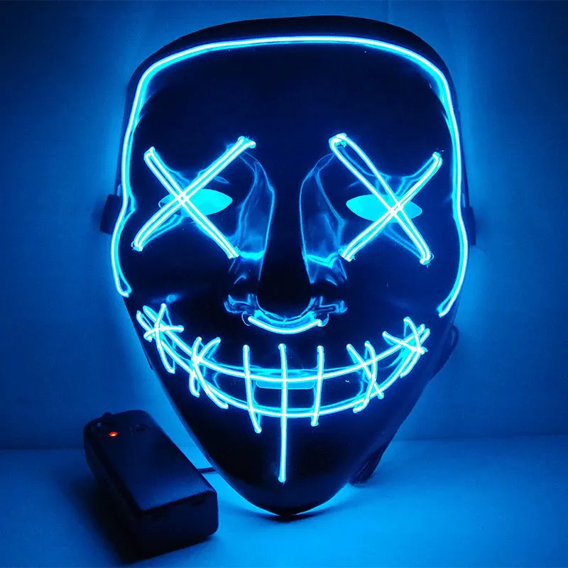 LED Black Ghost Face Luminous Costume Mask