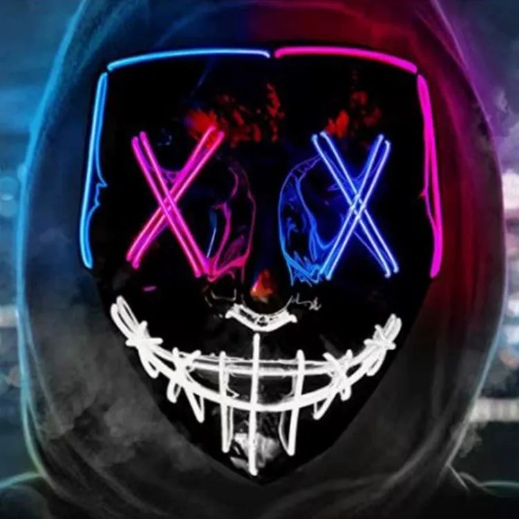 LED Black Ghost Face Luminous Costume Mask