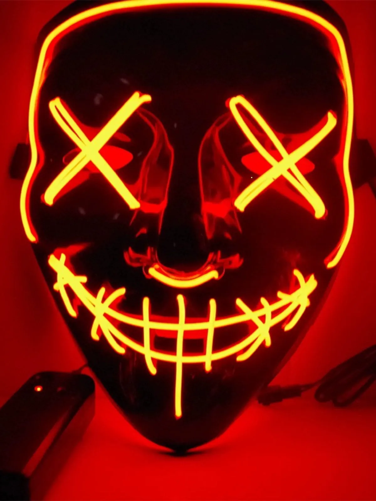 LED Black Ghost Face Luminous Costume Mask