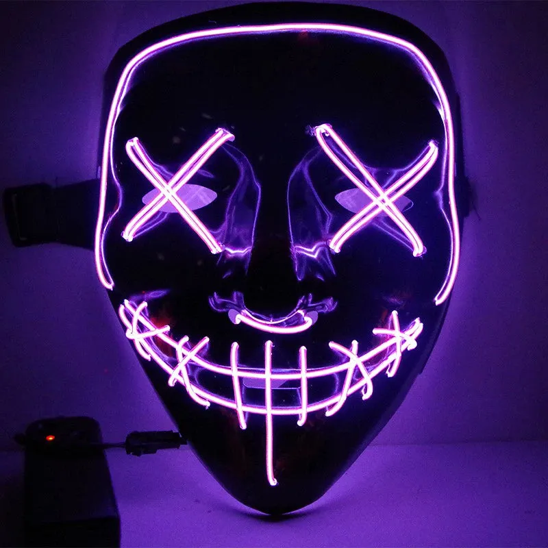LED Black Ghost Face Luminous Costume Mask