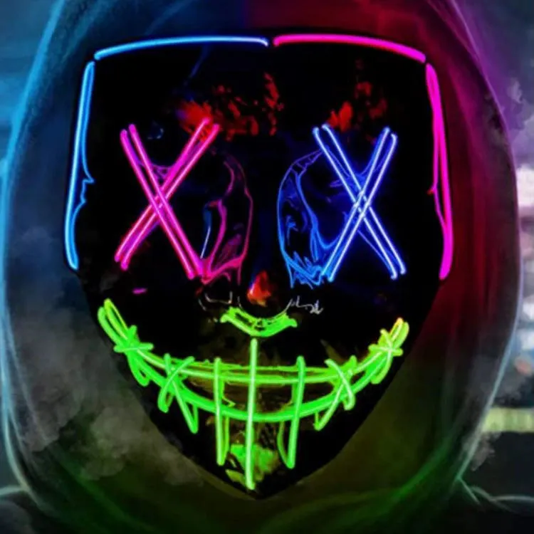LED Black Ghost Face Luminous Costume Mask