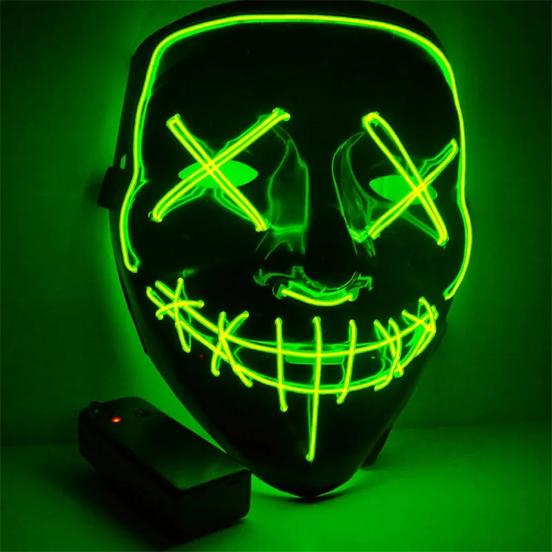 LED Black Ghost Face Luminous Costume Mask
