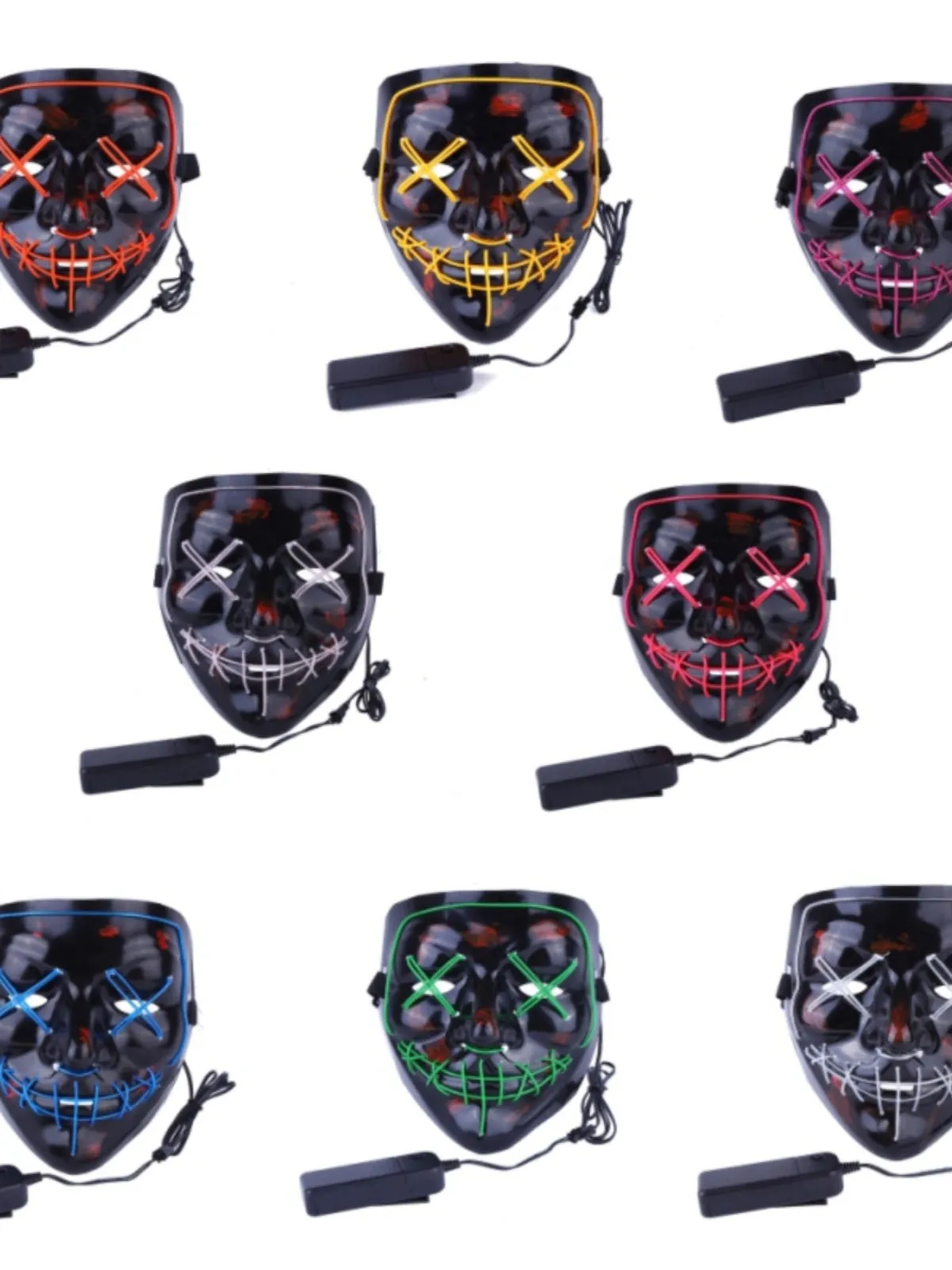 LED Black Ghost Face Luminous Costume Mask