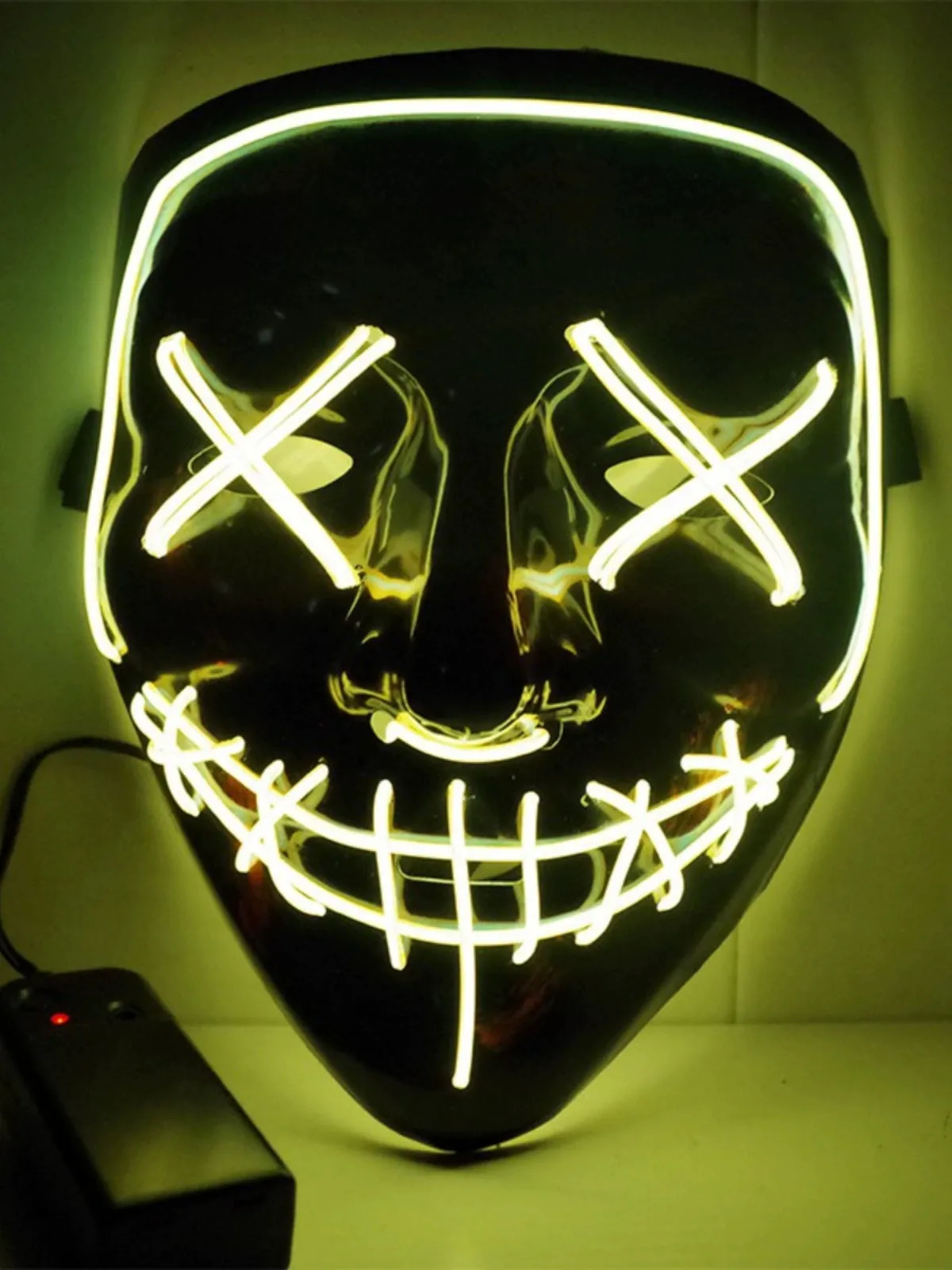 LED Black Ghost Face Luminous Costume Mask