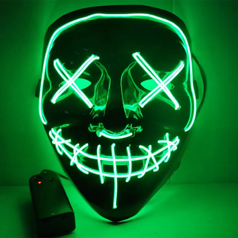 LED Black Ghost Face Luminous Costume Mask