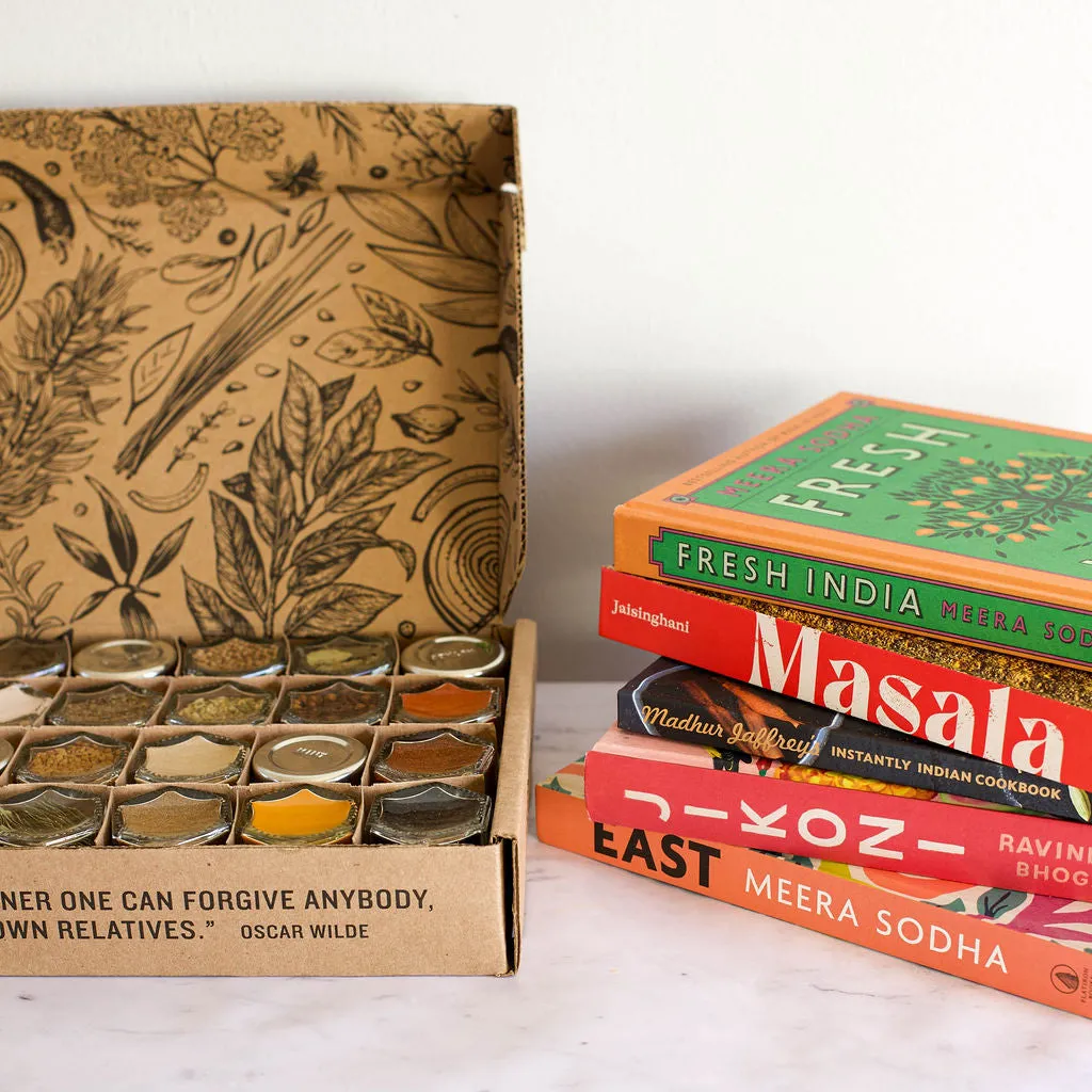 MASALA DABBA BUNDLE | Indian Spice Kit with 24 Filled Magnetic Jars   5 Spice Tools
