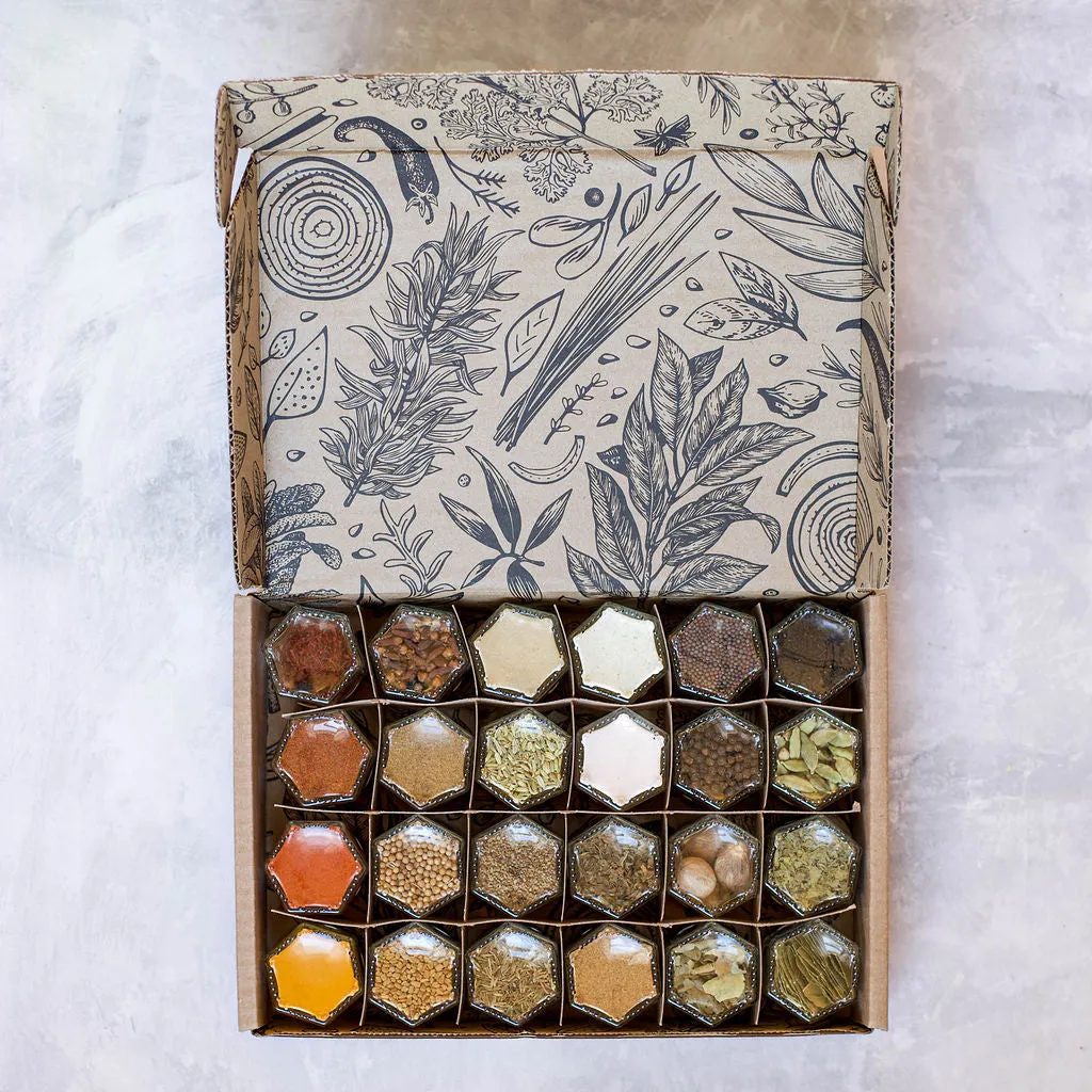 Masala Dabba Bundle — Magnetic Jars Filled with Indian Spices & 5 Spice Tools