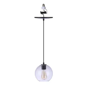 Matte Black Clear Glass Globe Instant Pendant Recessed Can Conversion Kit