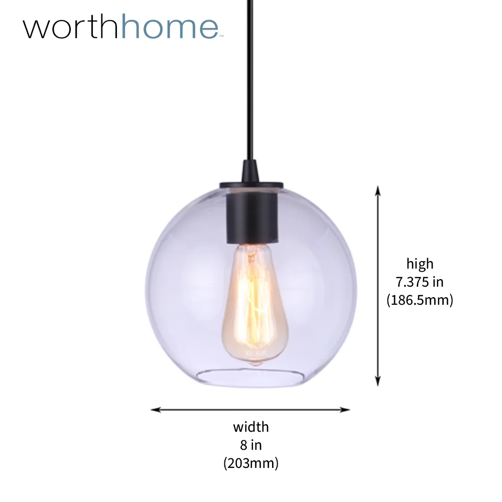 Matte Black Clear Glass Globe Instant Pendant Recessed Can Conversion Kit