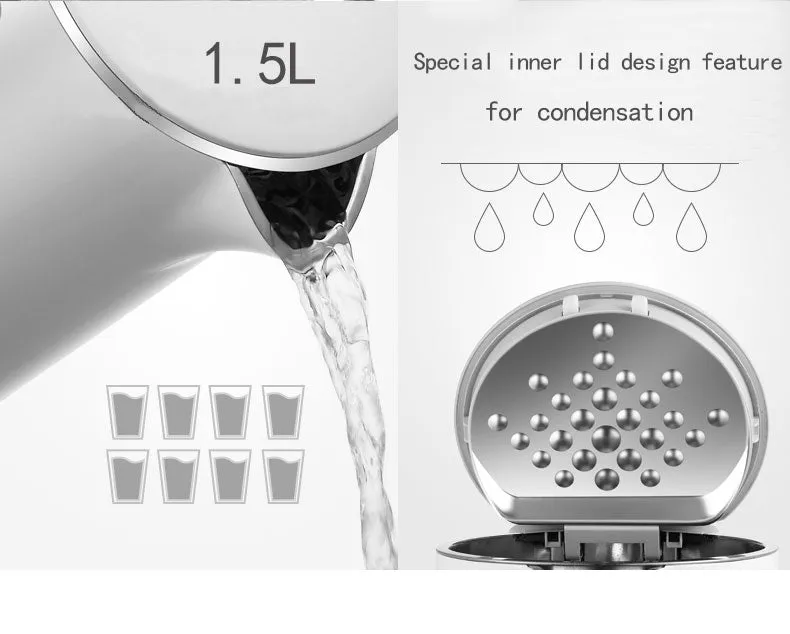 Midea Electronic Kettle Multi-Level Temperature Control LED Stainless Steel Kettle MK-HE1508-K