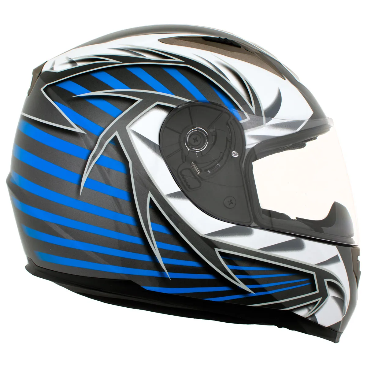 Milwaukee Helmets H512 Titanium and Blue Chit-Chat Black Full Face