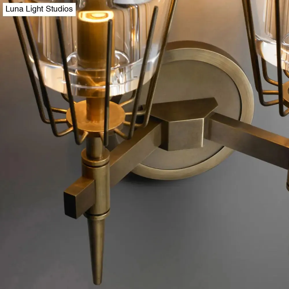 Modern Clear Glass Wall Sconce – Tapered Design, Gold Finish, 1/2 Mount Lights