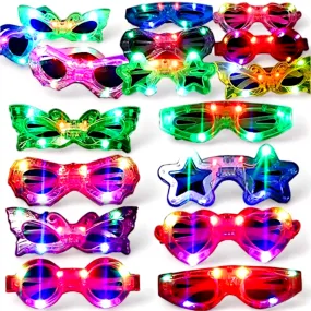 Multi Design LED Light Plastic Multi Color Goggle Glasses for Party, Celebration - 5 Pcs