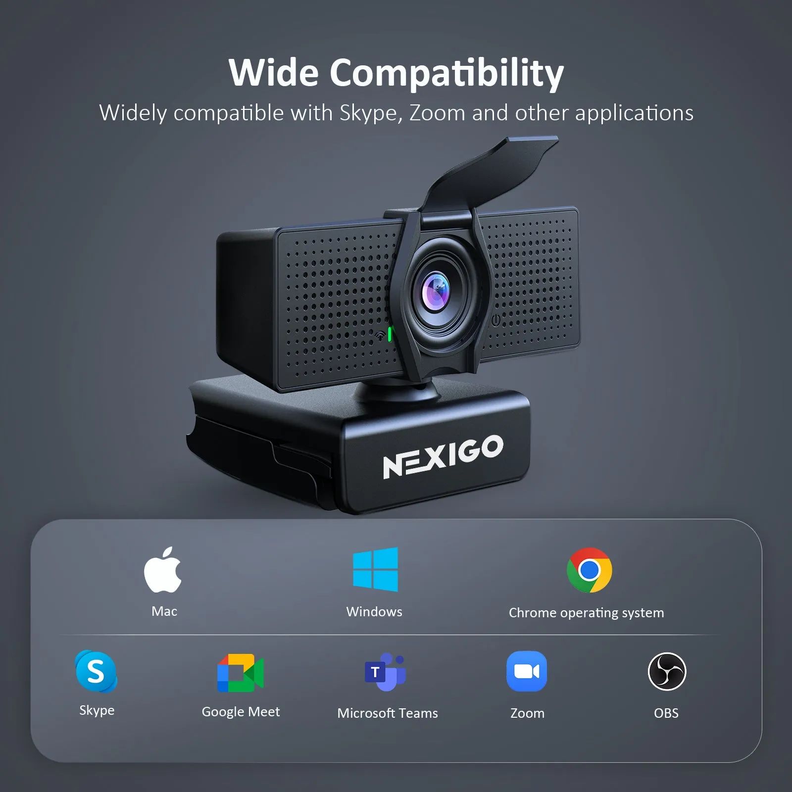 NexiGo 1080P Webcam with with USB 2.0 to Type-C Cable