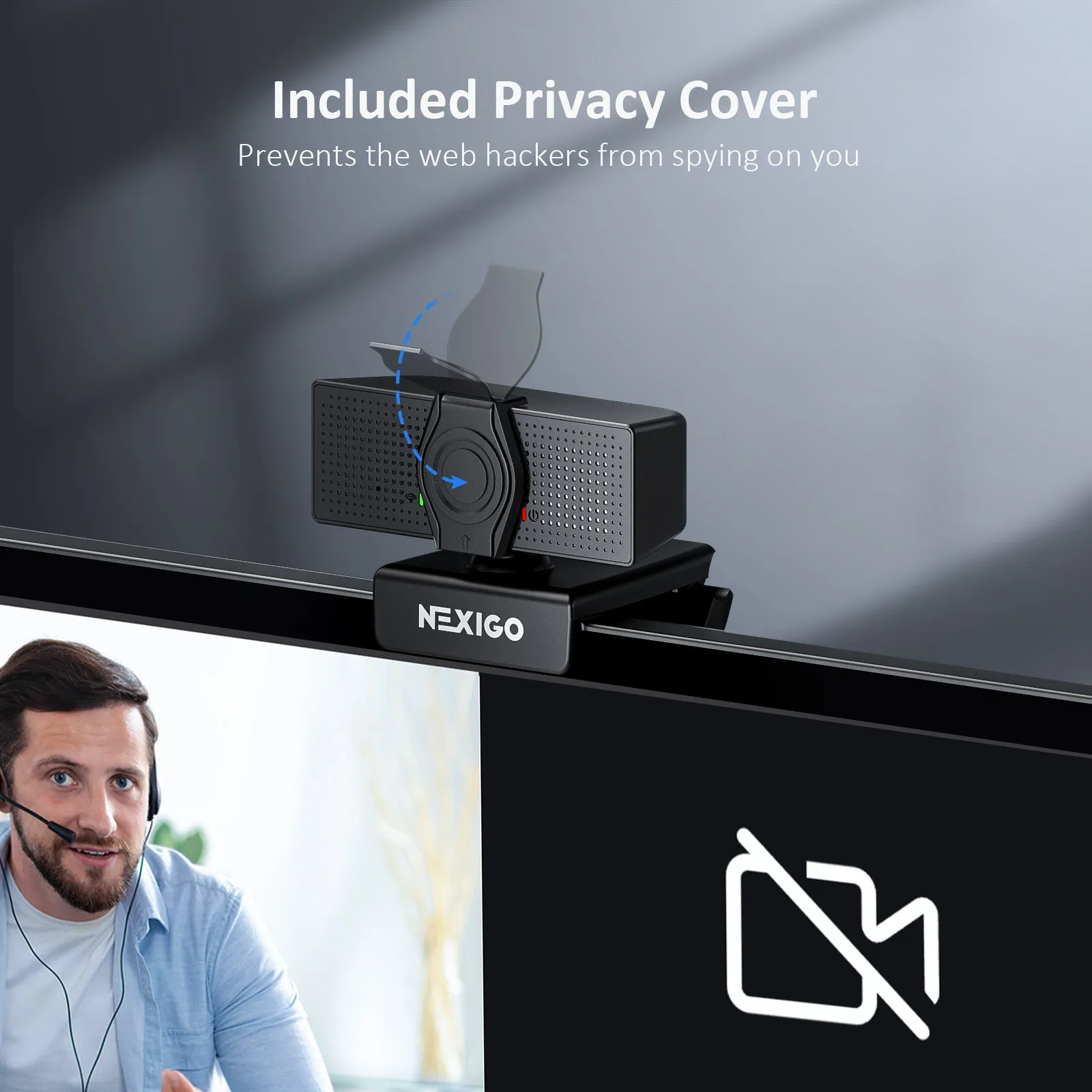 NexiGo 1080P Webcam with with USB 2.0 to Type-C Cable