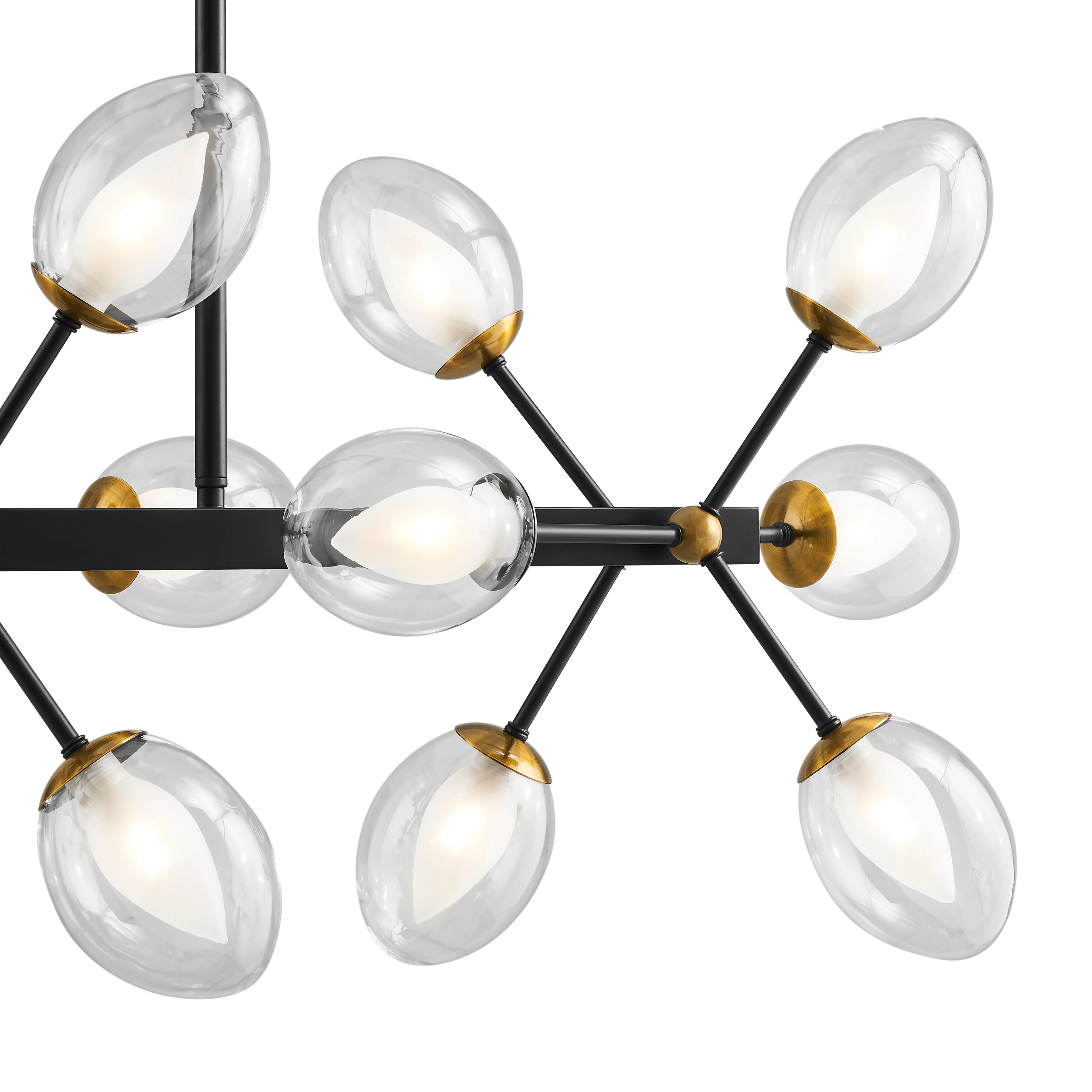Nodus Crystal Rectangular 18 Lights Chandelier // Black