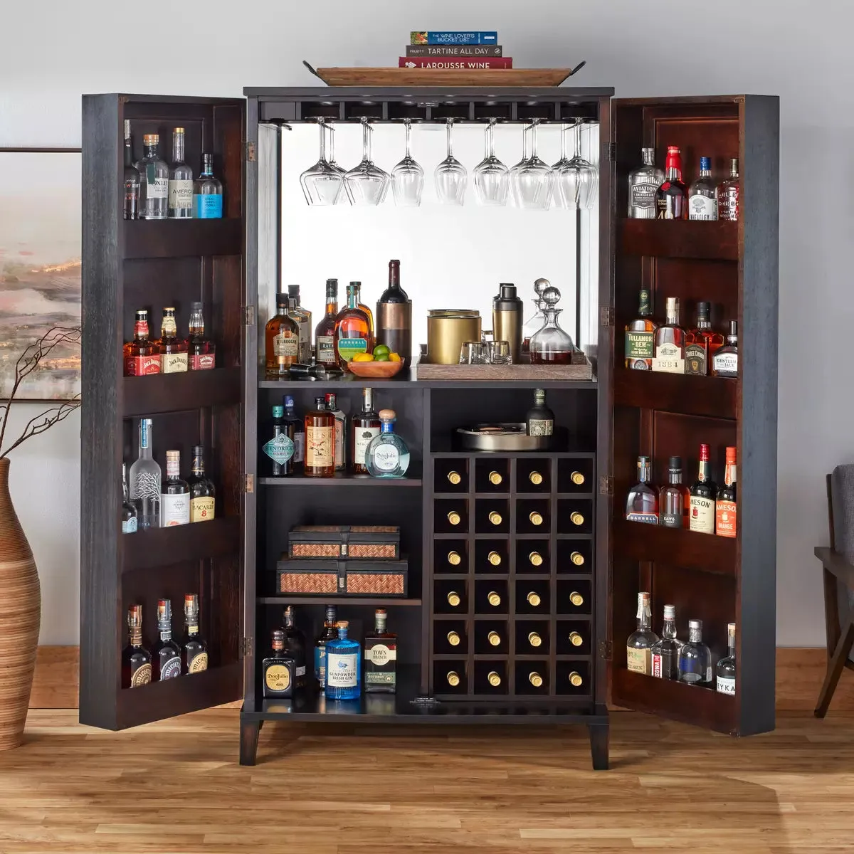 Piedmont Bar Cabinet With Cooling Storage Option | Wine Enthusiast | 3440101K