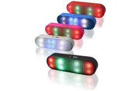 Portable Bluetooth Speaker with LED Light, FM Radio, USB & Micro-SD Support