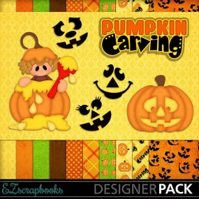 Pumpkin Carving Girl - Digital Kit - INSTANT DOWNLOAD